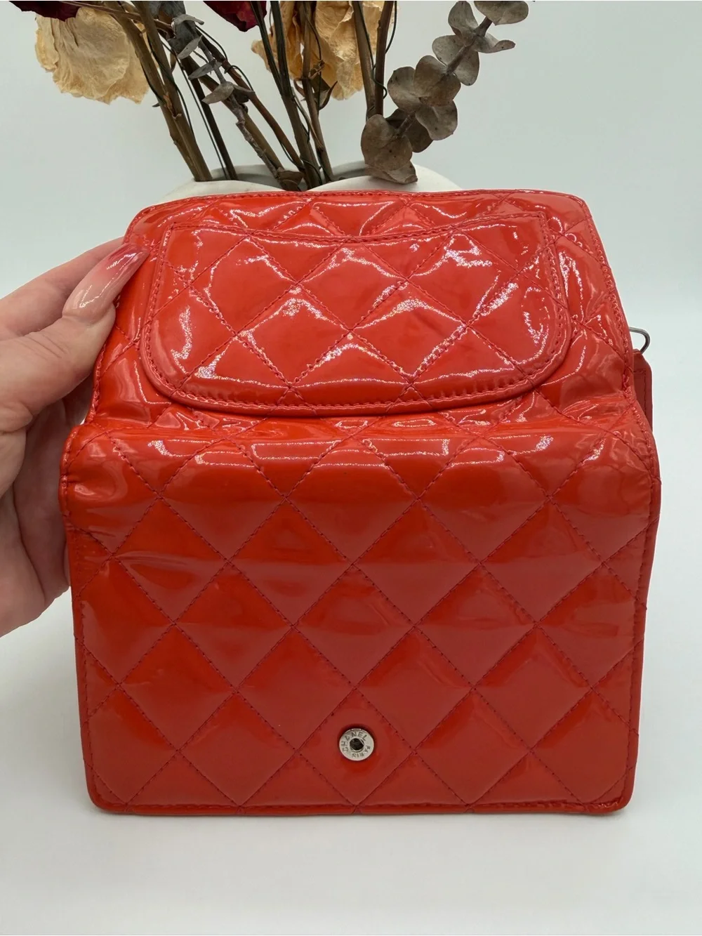 Chanel Orange Quilted Patent Leather CC French Wallet✨✨